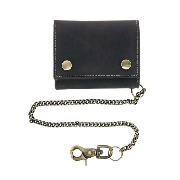 CTM Men's RFID Hunter Leather Chain Wallet - Picture 1 of 6